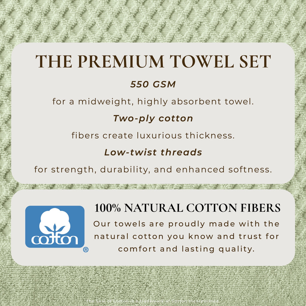 Grayson Cotton Diamond Waffle Weave Bath Towel Set
