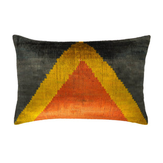 Pyramid Silk Velvet Ikat Throw Pillow Cover, 16 x 24