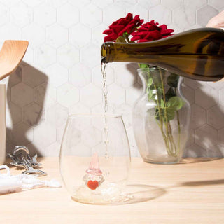 3D Heart Gnome Stemless Wine Glasses – Set of 2
