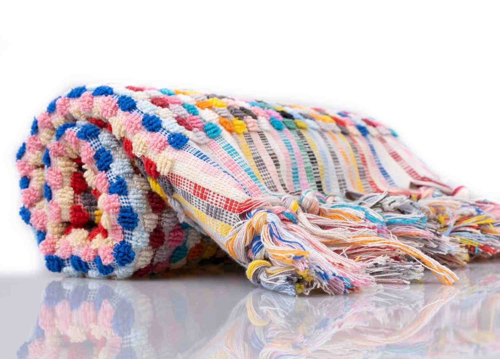 Pom Pom Hand Towel | Organic Turkish Cotton Plush Jacquard Towel