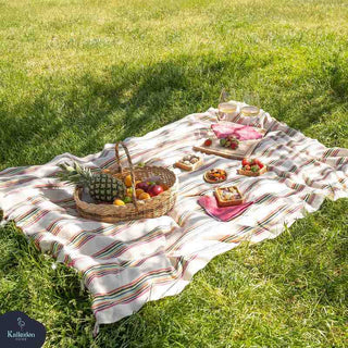 Rainbow Cotton Throw Blanket – Handwoven Lightweight Multi-Purpose Blanket