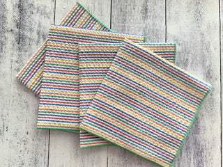 Elegant Rainbow Seersucker Napkins – 4-Piece Colorful Cotton Blend Set