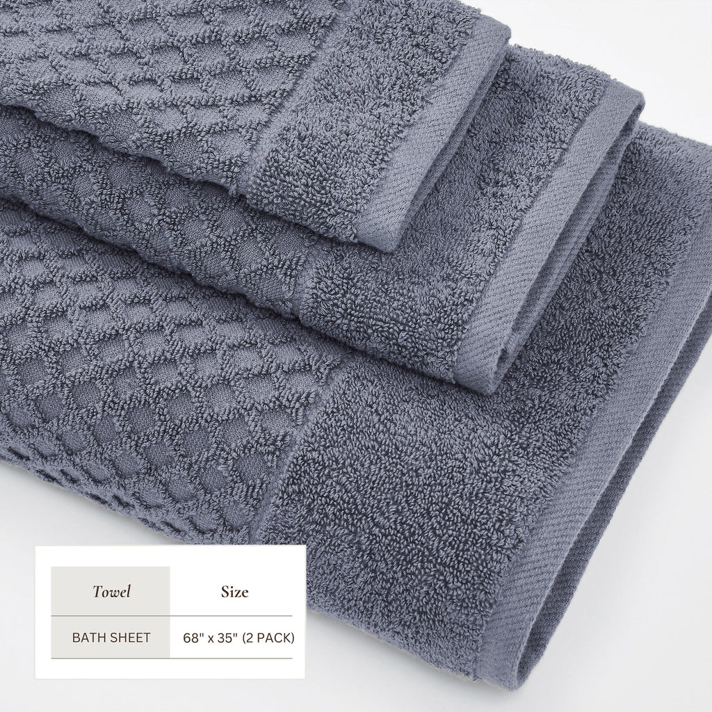 Grayson Cotton Diamond Waffle Weave Bath Towel Set