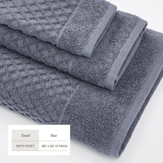 Grayson Cotton Diamond Waffle Weave Bath Towel Set