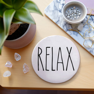 One Word Ceramic Coasters – Minimalist Bar & Coffee Table Collection (4