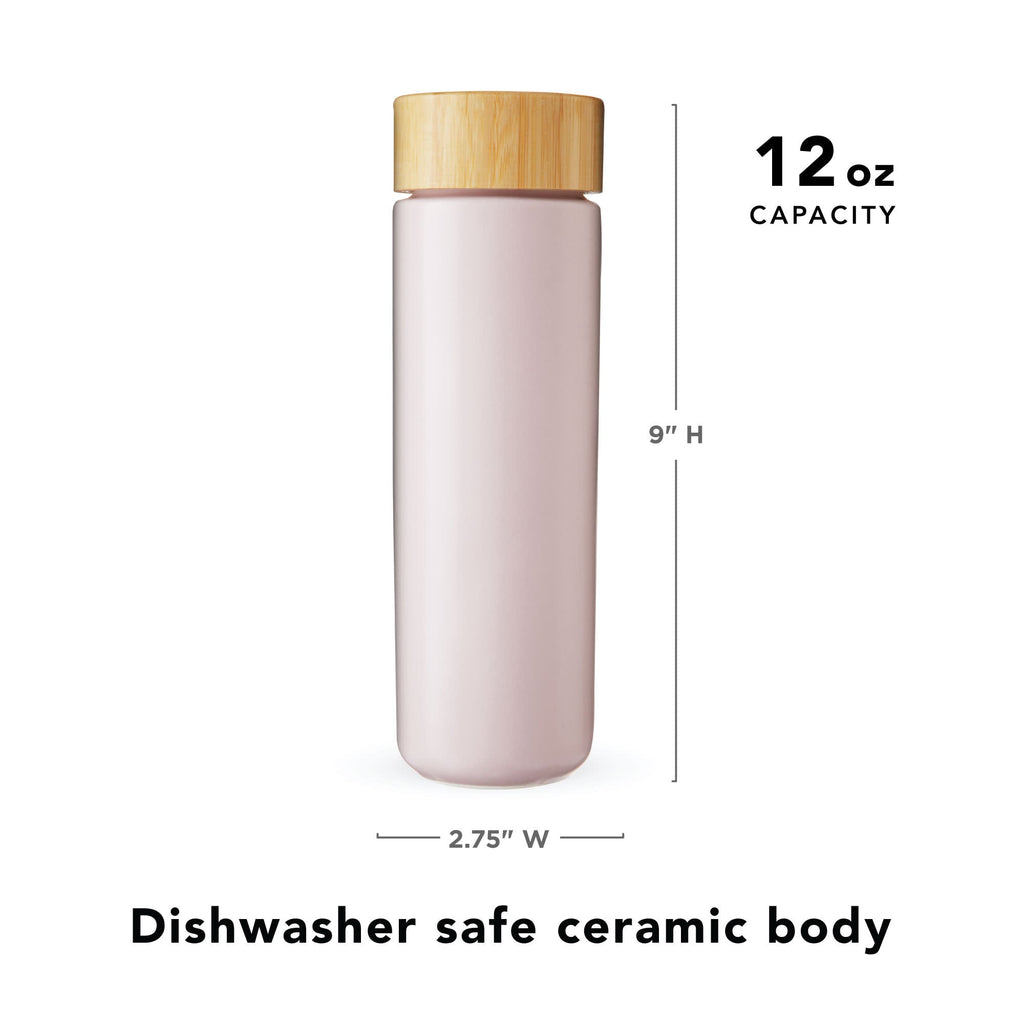 Ceramic Tea Infuser Mug with Bamboo Lid | 12 oz Teacup