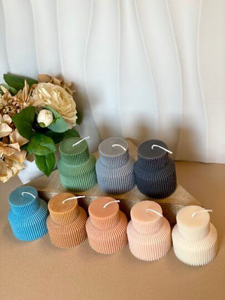 Ribbed Pedestal Candle for Minimalist Home Décor