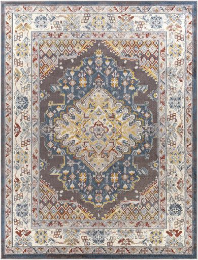 Haymond Brown Medallion Area Rug – Traditional Patterned Living Room Carpet