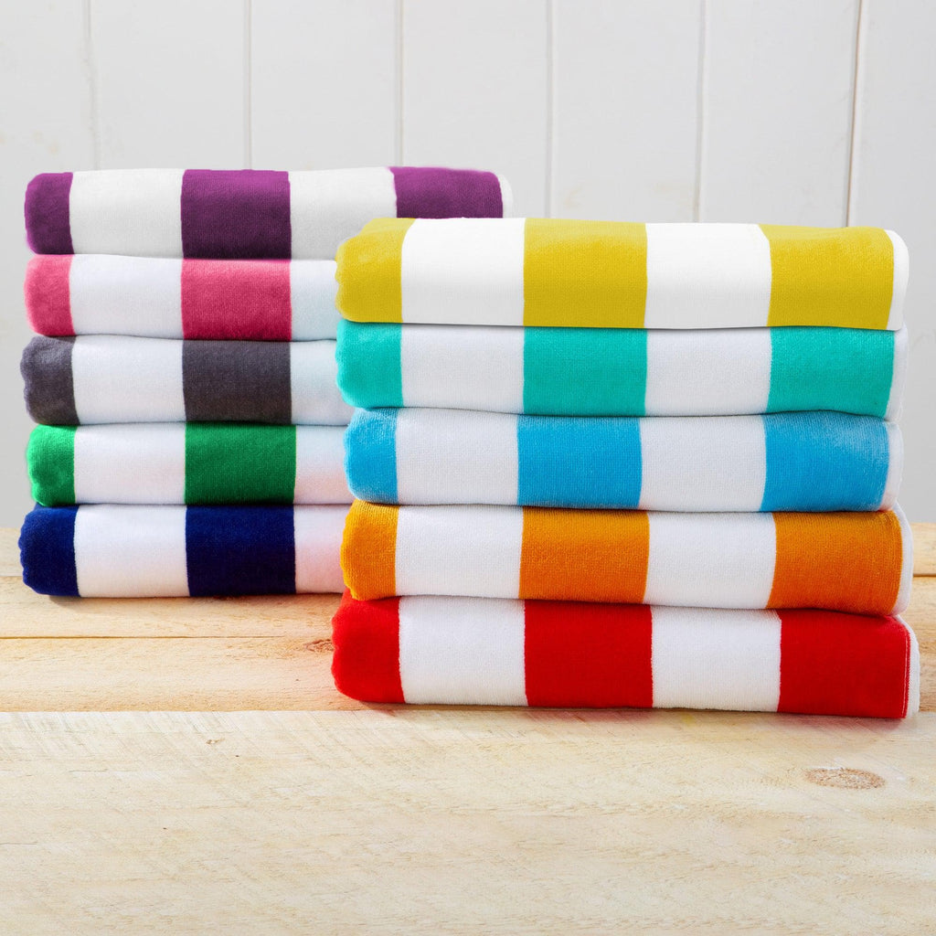 Elegant Cotton Velour Cabana Stripe Beach Towel – Novia Collection