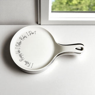Recipes & Rules Spoon Rest with Wooden Spoon – Funny Porcelain Kitchen Gift