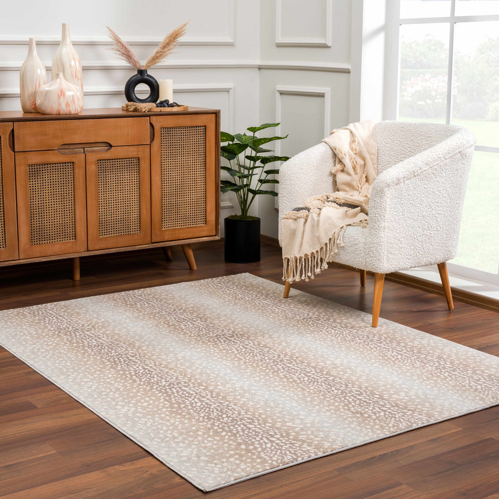 Pointblank Tan Leopard Print Rug – Stylish Animal Print Living Room Rug