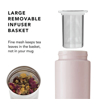 Ceramic Tea Infuser Mug with Bamboo Lid | 12 oz Teacup