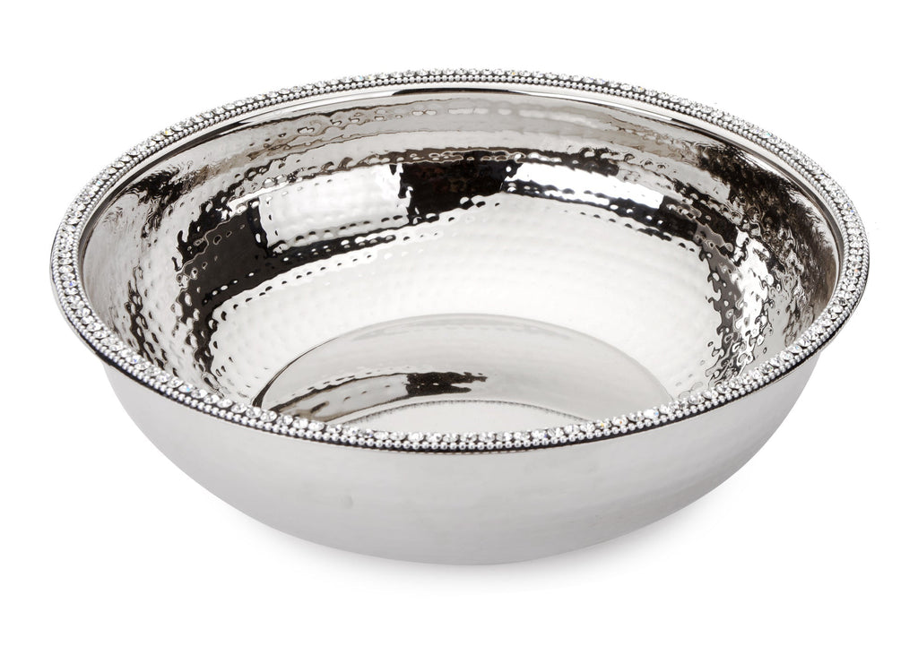 Elegant Stainless Steel Decorative Bowl with Stone Accents