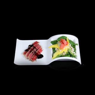 Sectional Salad Plate Set of 4 | Fine Bone China Divided Serving Plates