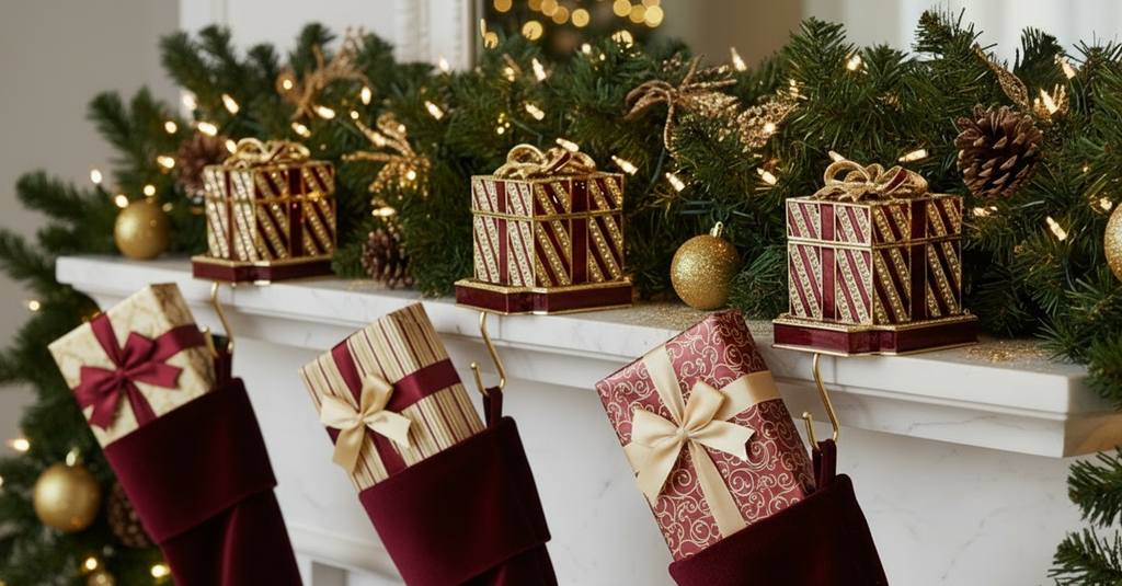 Red Gift Box Stocking Holder