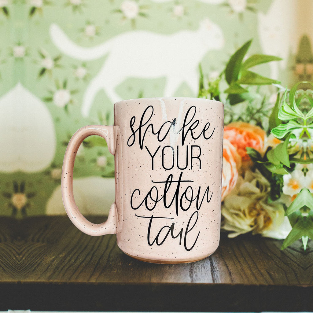 Dancing Bunny Easter Mug – Speckled Ceramic Spring Coffee Mug (16.23 oz)