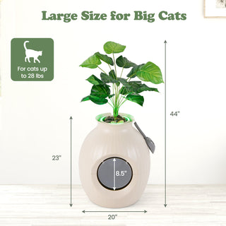 Smart Plant-Style Cat Litter Box with Electronic Odor Control and Lighting – Beige