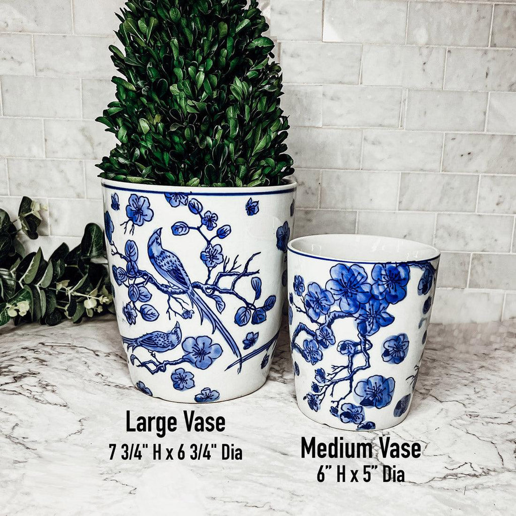 Classic Blue & White Chinoiserie Porcelain Vase – Hand-Painted