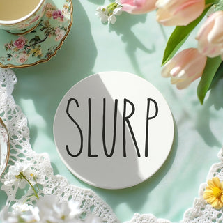 One Word Ceramic Coasters – Minimalist Bar & Coffee Table Collection (4