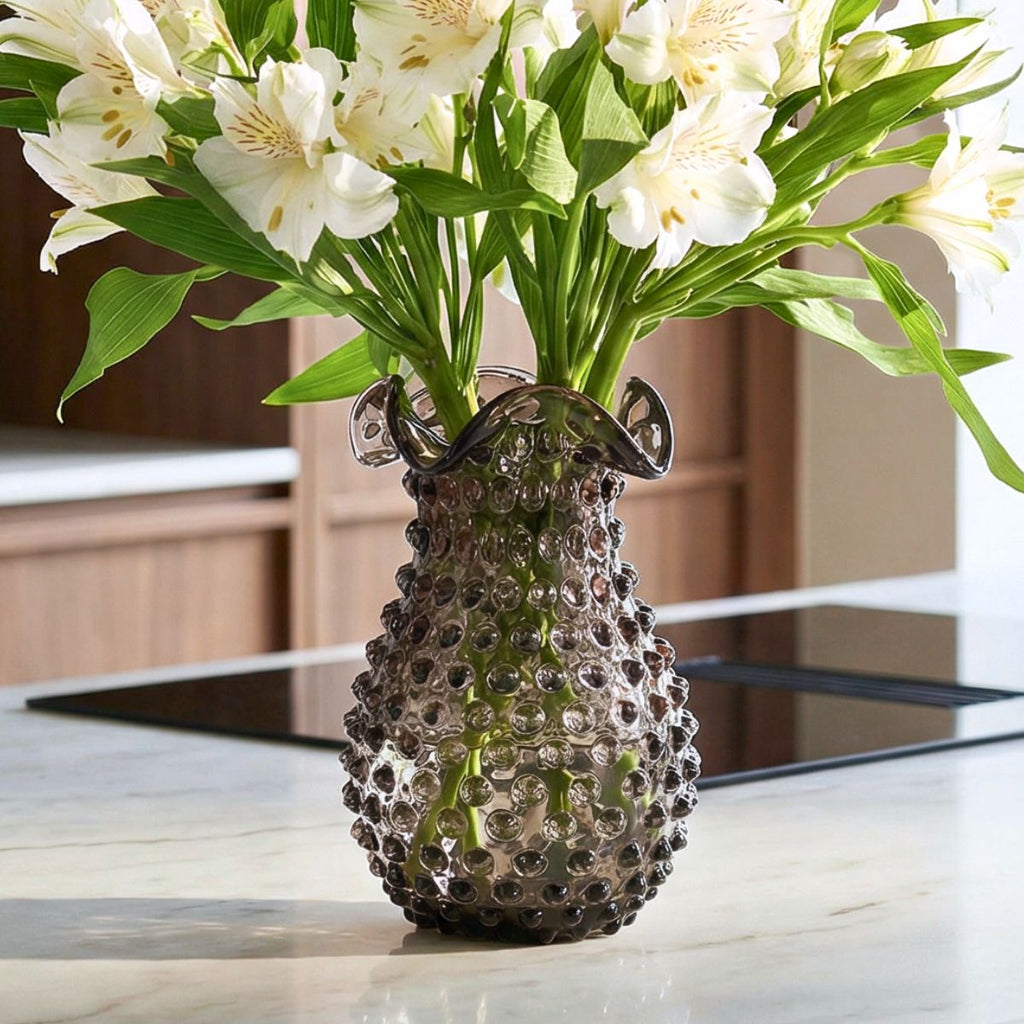 Hobnail Glass Vase in Smokey Amaro – Petal