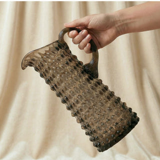 Hobnail Glass Jug in Smokey Amaro – Tall 1.2 Liter