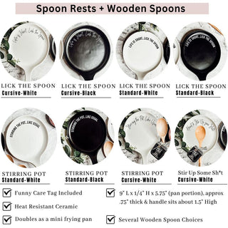 Give it a Rest Funny Spoon Rest & Wooden Spoon Set – Porcelain Kitchen Spoon Holder Gift