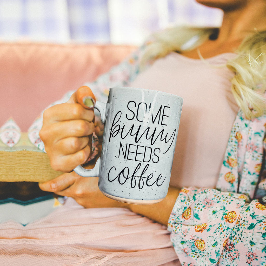 Hippity Hoppity Give Me Coffee Mug – Speckled Easter Bunny Ceramic Mug (16.23 oz)