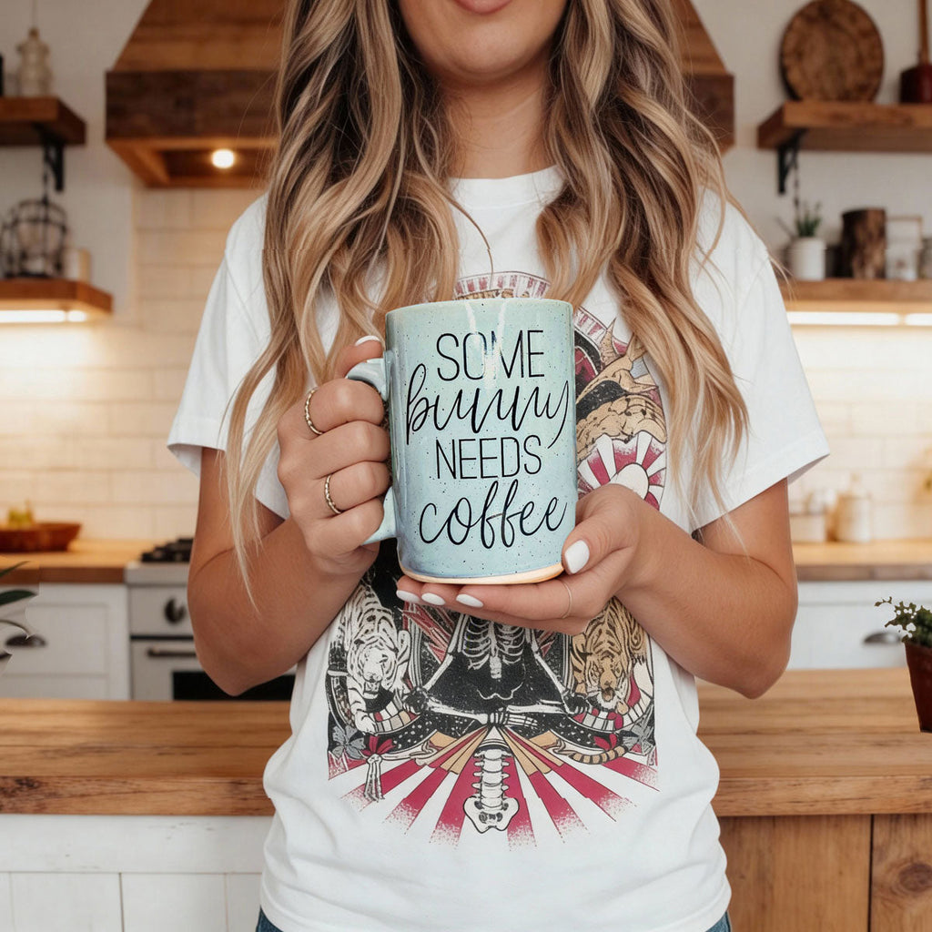 Hippity Hoppity Give Me Coffee Mug – Speckled Easter Bunny Ceramic Mug (16.23 oz)