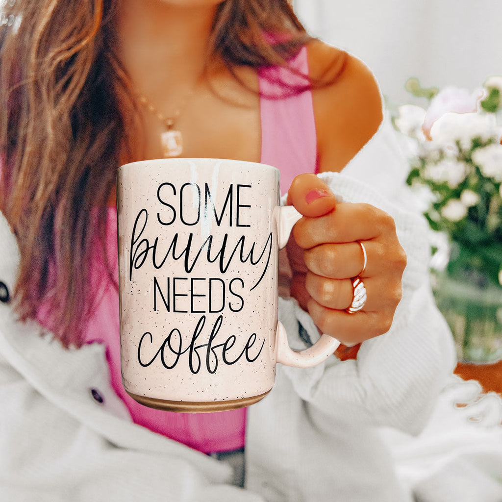 Hippity Hoppity Give Me Coffee Mug – Speckled Easter Bunny Ceramic Mug (16.23 oz)