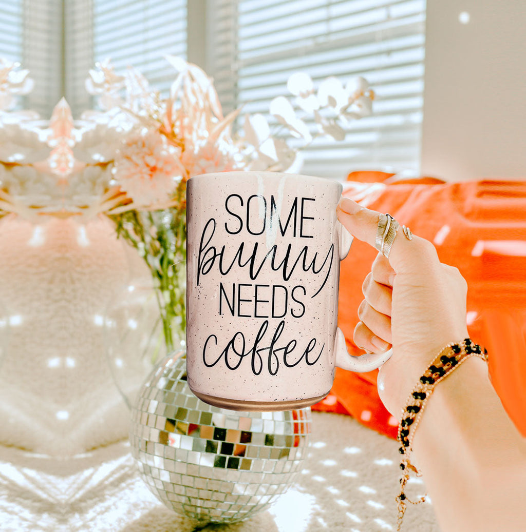 Hippity Hoppity Give Me Coffee Mug – Speckled Easter Bunny Ceramic Mug (16.23 oz)