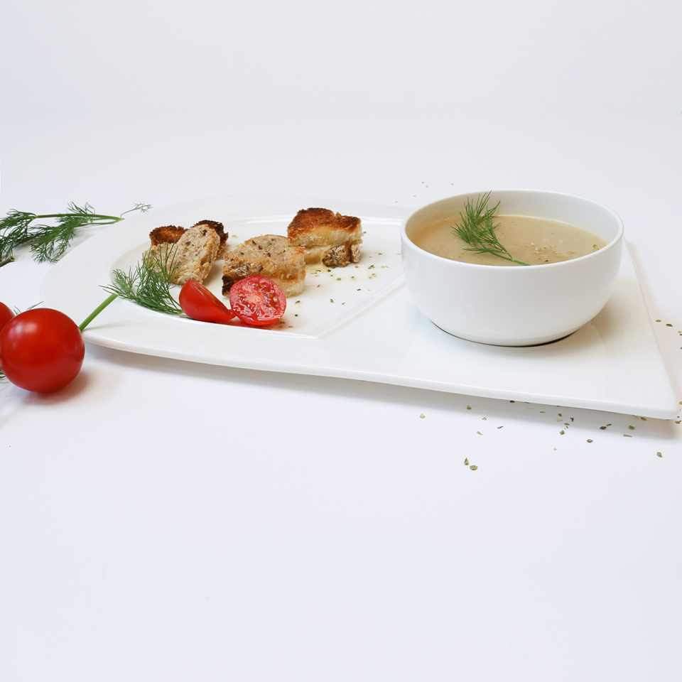 Soup and Sandwich Plate Set of 4 | White Porcelain Divided Serving Plate