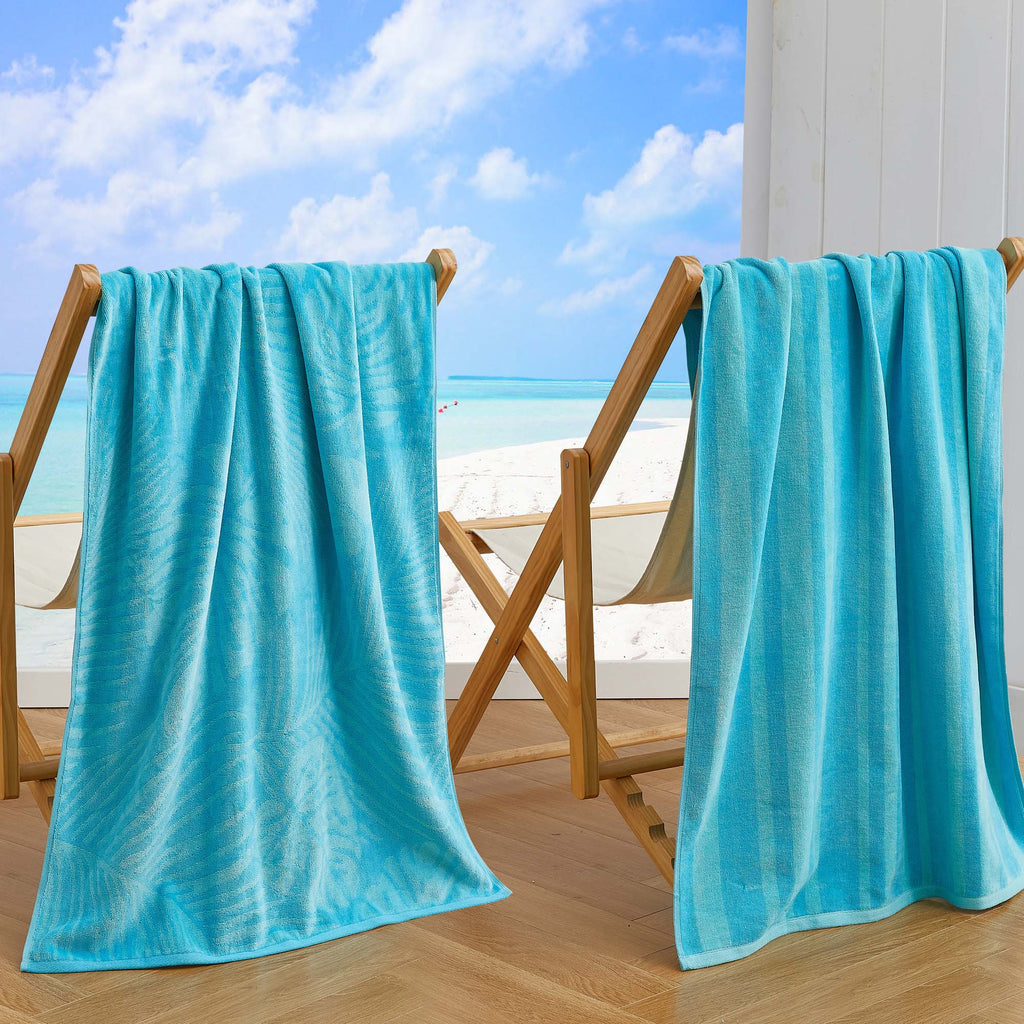 Elegant Cotton Velour Beach Towel Set – Maui Collection (2-Pack)