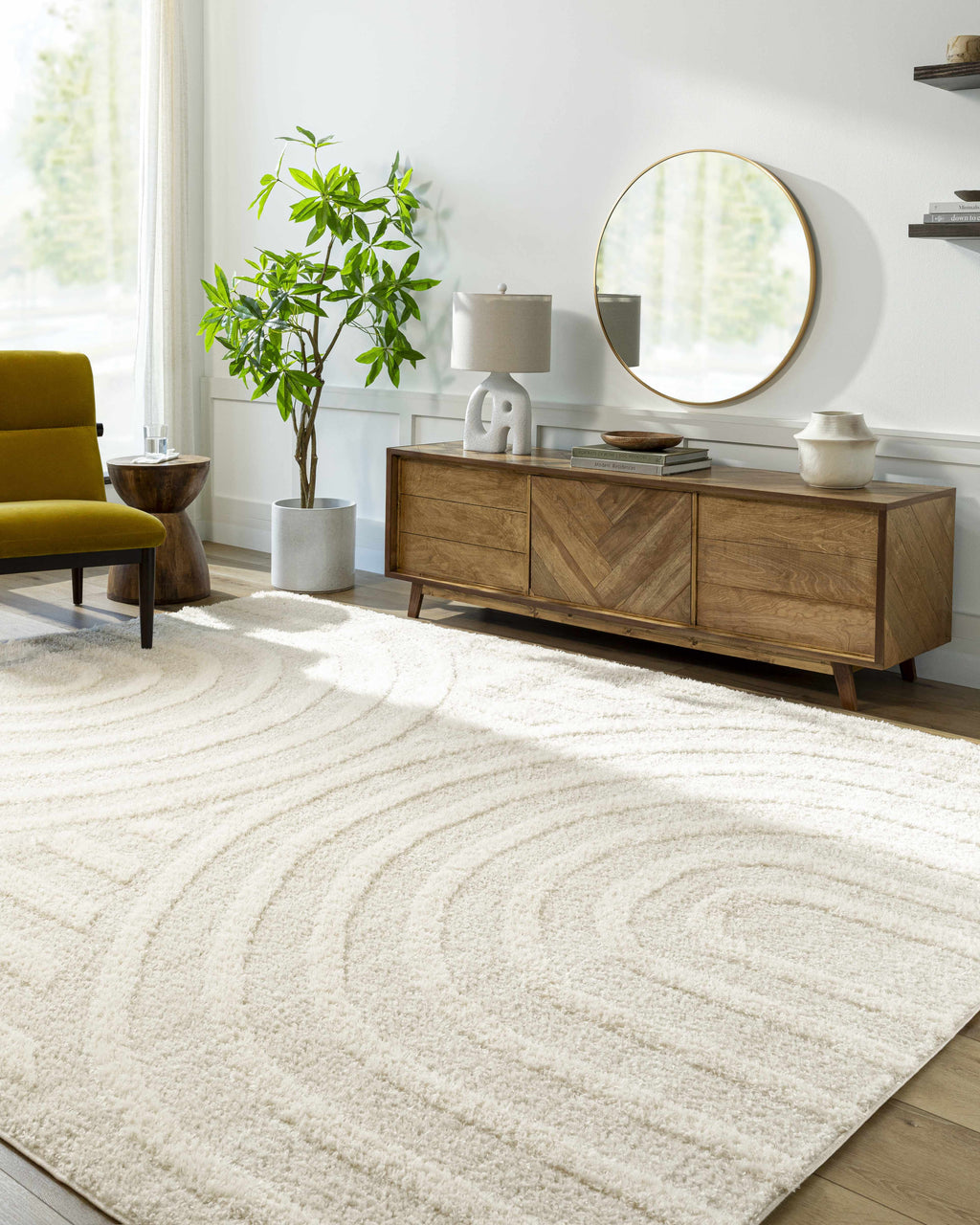 Arnel Cream Area Rug – Contemporary Light Neutral Floor Carpet