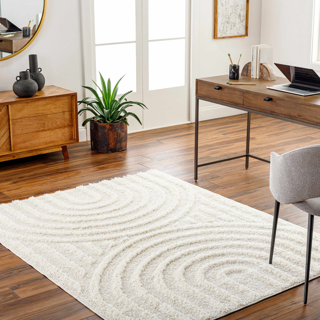 Arnel Cream Area Rug – Contemporary Light Neutral Floor Carpet