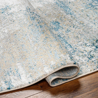 Duval Blue Abstract Area Rug – Contemporary Washable Living Room Carpet