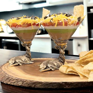 Gold Stag Martini Glasses with Sculpted Antler Bases – Set of 2
