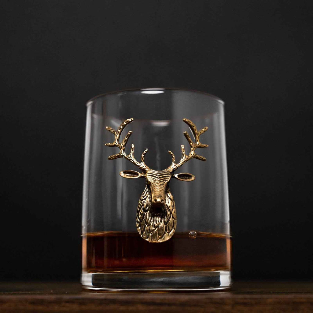Gold Stag Crystal Whiskey Glasses – Set of 2