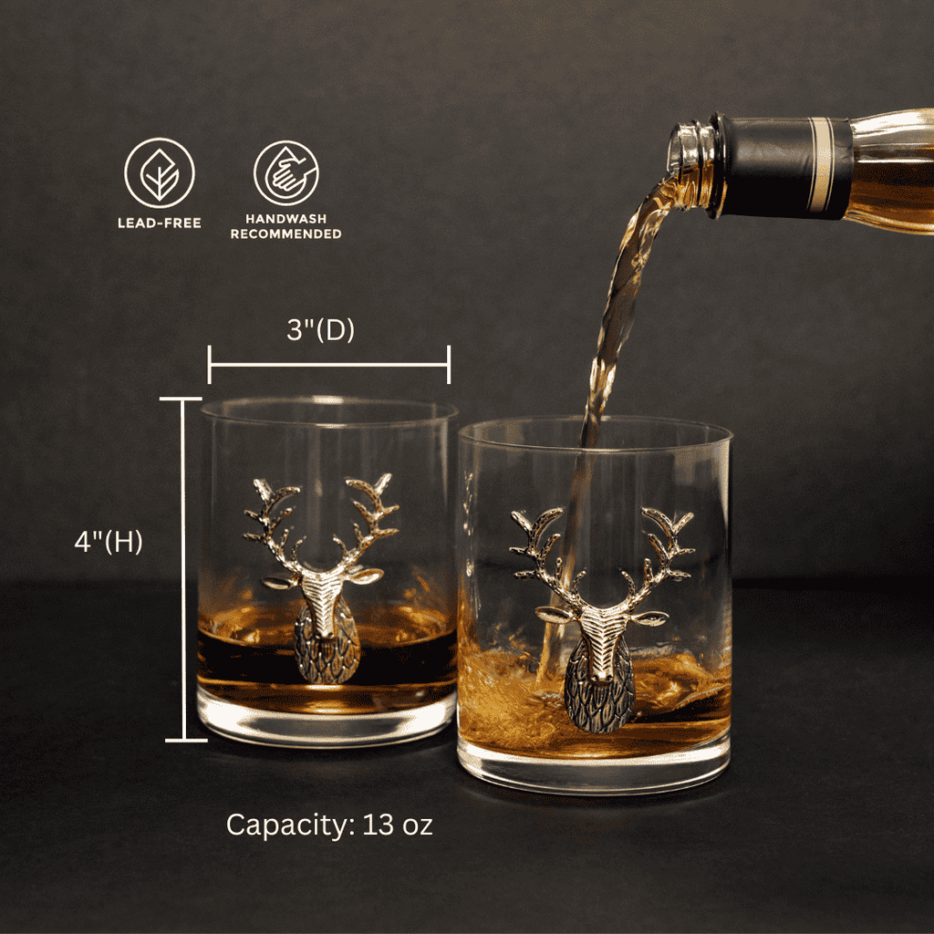 Gold Stag Crystal Whiskey Glasses – Set of 2