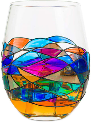 Artisanal Barcelona Hand-Painted Decanter Set | Renaissance Stained-Glass Collection