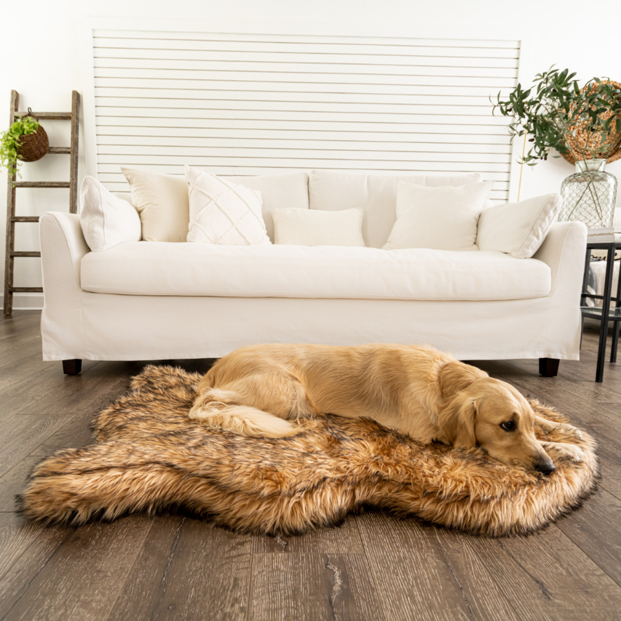 PupRug by Paw.com® Faux Fur Orthopedic Dog Bed – Curve Sable Tan