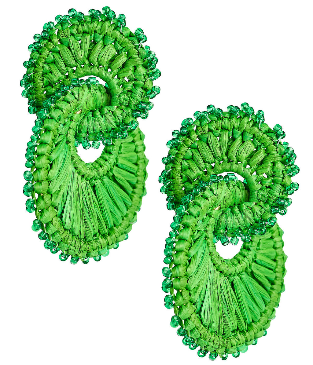 Tara Double Ring Raffia Earrings