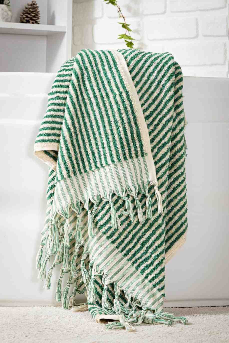 Striped Bath Towel | Organic Turkish Cotton Plush Jacquard Towel