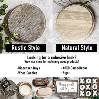 Round Wooden Pedestal Tray – Rustic or Natural Paulownia Wood Display Stand