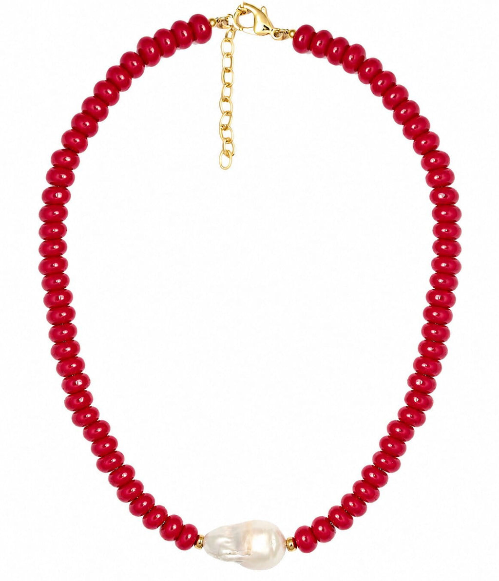 Susie- Quartz Beaded Necklace with freshwater Pearl