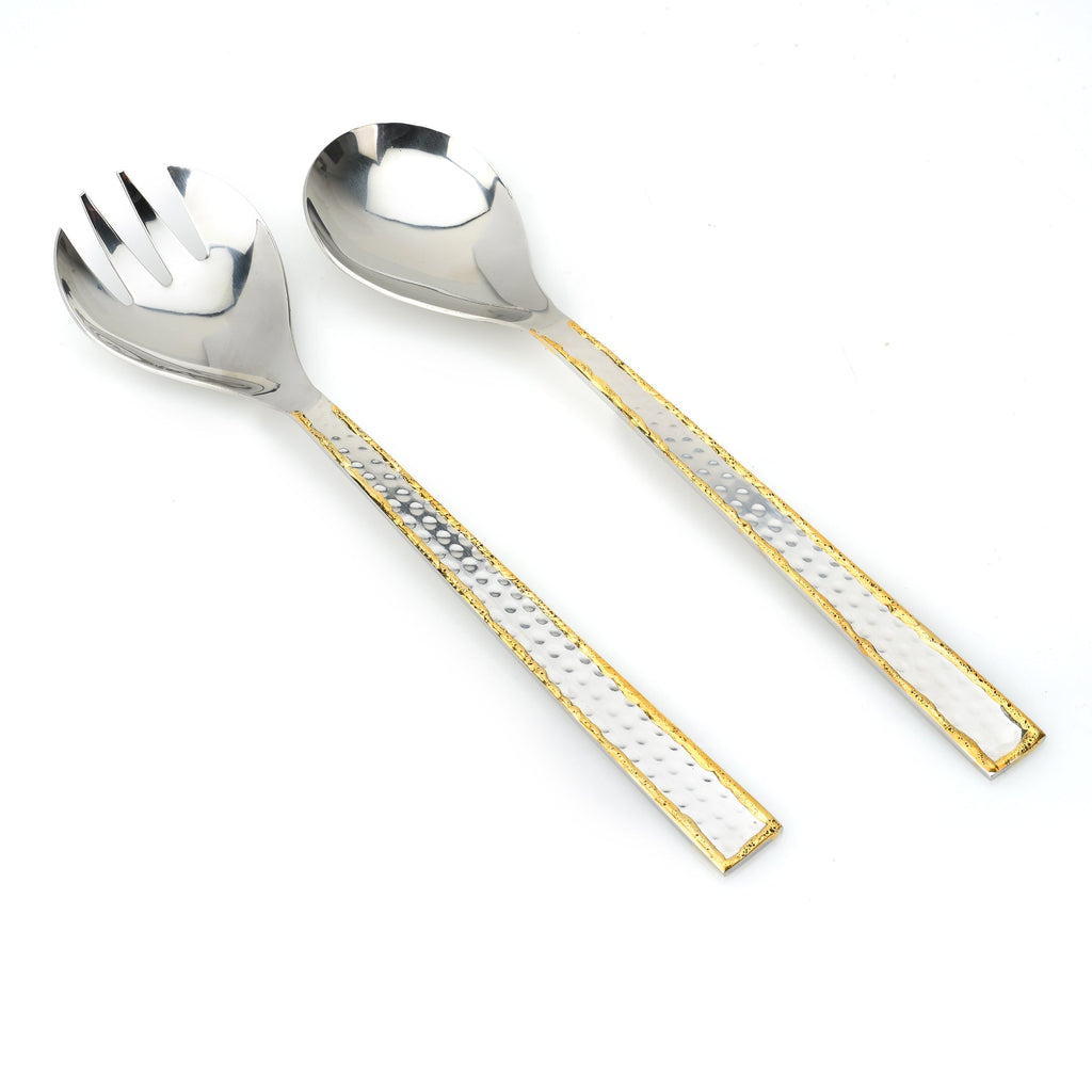 Elegant Two-Tone Silver & Gold Salad Servers – Set of 2