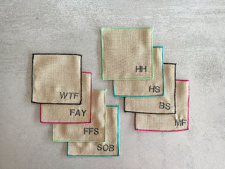 Elegant Colorful Linen Cocktail Coasters – 8-Piece Bar Accessory Set
