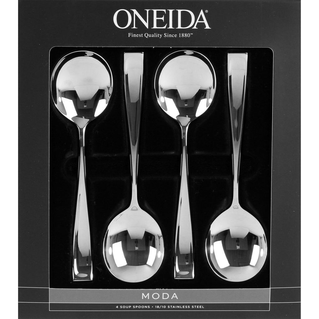Oneida Moda Soup Spoons, Set of 4, 18/10 stainless steel