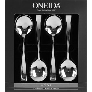 Oneida Moda Soup Spoons, Set of 4, 18/10 stainless steel