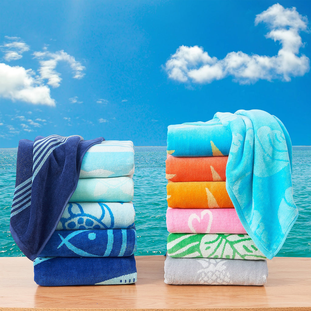 Elegant Cotton Velour Beach Towel Set – Maui Collection (2-Pack)