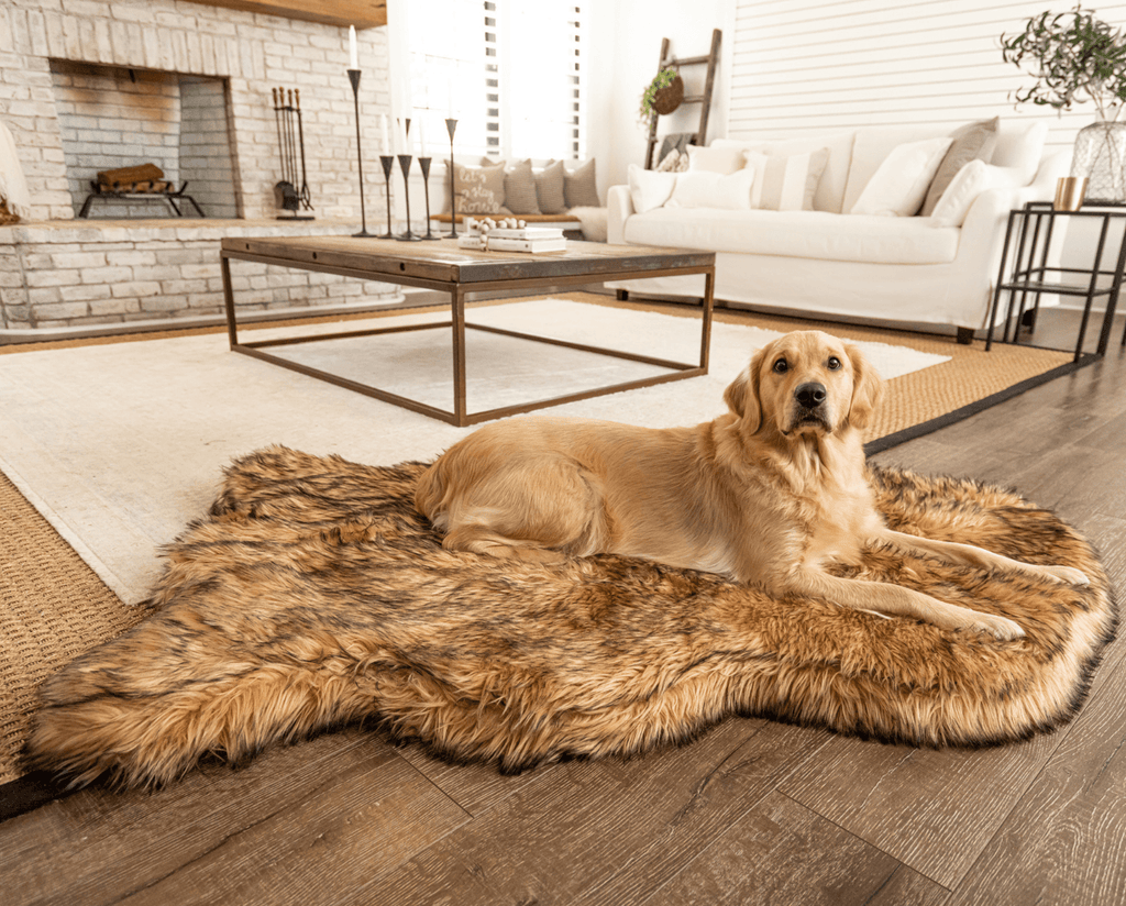 PupRug by Paw.com® Faux Fur Orthopedic Dog Bed – Curve Sable Tan